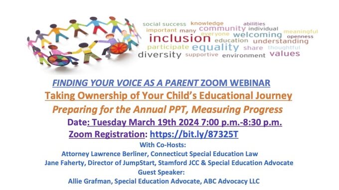 JPEG March 19th 2024 Webinar Special Education Law and Advocacy Roundtable Stamford JCC